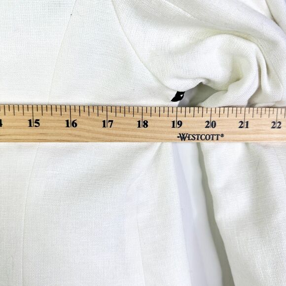 Kobi Halperin Blazer Women M White Linen Cotton Black Trim Open Front Regency - Picture 7 of 9